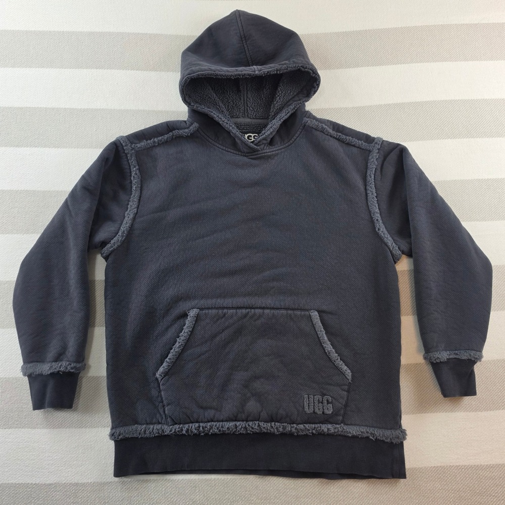 UGG Joanne Hoodie Women Medium Gray Excellent Bonded Fleece Pullover 1132553